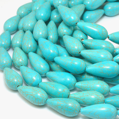Chinese Green Turquoise smooth teardrop beads wholesale gemstone jewelry 15"