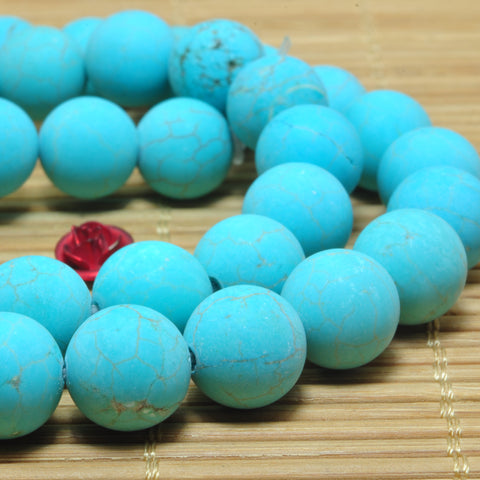 YesBeads Green Turquoise matte round loose beads wholesale gemstone jewerly making