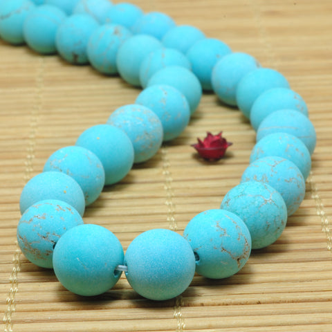 YesBeads Green Turquoise matte round loose beads wholesale gemstone jewerly making
