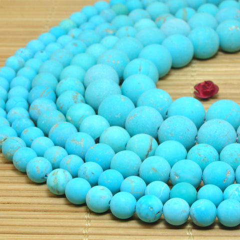 YesBeads Green Turquoise matte round loose beads wholesale gemstone jewerly making