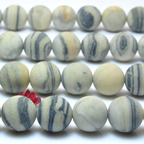 Natural Black Zebra jasper matte loose round beads gemstone wholesale jewelry making