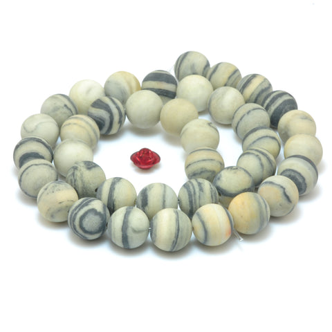 Natural Black Zebra jasper matte loose round beads gemstone wholesale jewelry making
