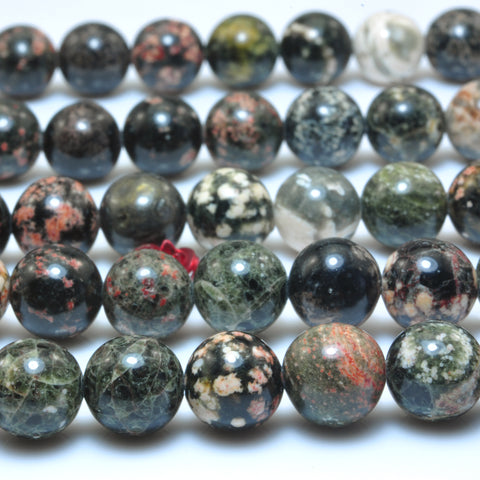 YesBeads Natural Red Snowflake Jasper smooth round loose beads wholesale gemstone jewelry making 15"
