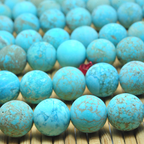 Green Turquoise matte round loose beads wholesale gemstone jewelry making 15"