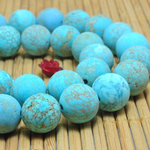 Green Turquoise matte round loose beads wholesale gemstone jewelry making 15"