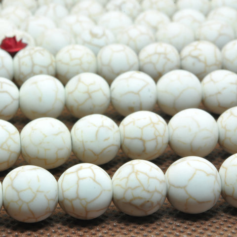 White Turquoise synthetic matte round loose beads gemstone wholesale jewelry making bracelet necklace diy