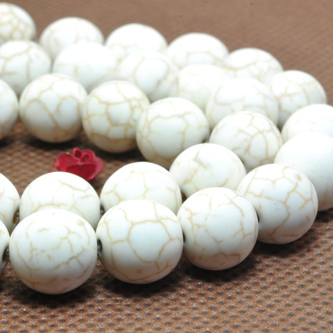 White Turquoise synthetic matte round loose beads gemstone wholesale jewelry making bracelet necklace diy