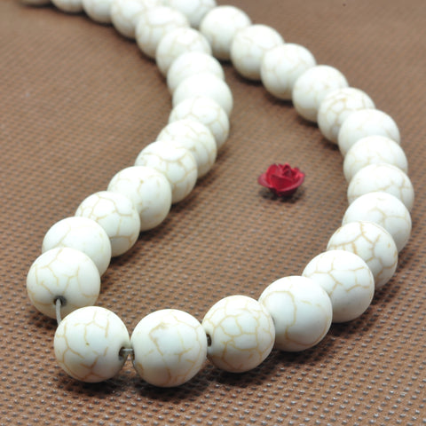 White Turquoise synthetic matte round loose beads gemstone wholesale jewelry making bracelet necklace diy