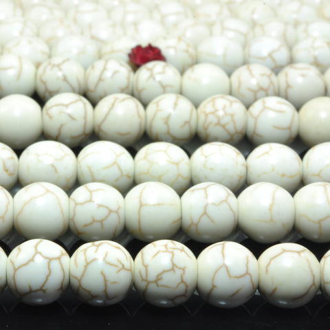 White turquoise synthetic smooth round loose beads gemstone wholesale jewelry making bracelet necklace diy