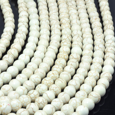 White turquoise synthetic smooth round loose beads gemstone wholesale jewelry making bracelet necklace diy