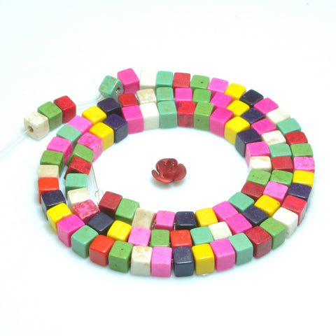 YesBeads Chinese turquoise mixed color smooth cube Synthetic beads wholesale jewelry