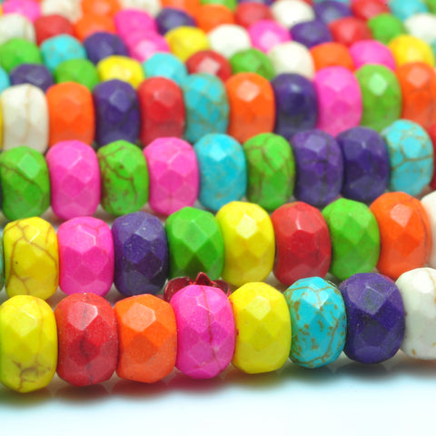 YesBeads Chinese Turquoise mixed color faceted rondelle Synthetic beads wholesale jewelry