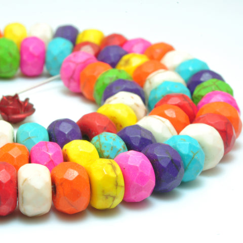 YesBeads Chinese Turquoise mixed color faceted rondelle Synthetic beads wholesale jewelry