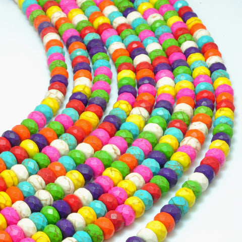 YesBeads Chinese Turquoise mixed color faceted rondelle Synthetic beads wholesale jewelry
