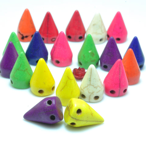 YesBeads Chinese Turquoise mix color smooth cone Synthetic beads wholesale jewelry