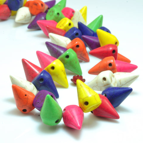 YesBeads Chinese Turquoise mix color smooth cone Synthetic beads wholesale jewelry