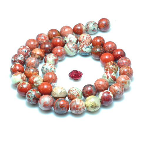 YesBeads Natural Red Brecciated Jasper smooth round loose beads gemstone wholesale jewelry making 15"