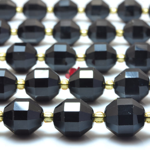 YesBeads Black Onyx faceted double terminated point beads wholesale gemstone jewelry 15"