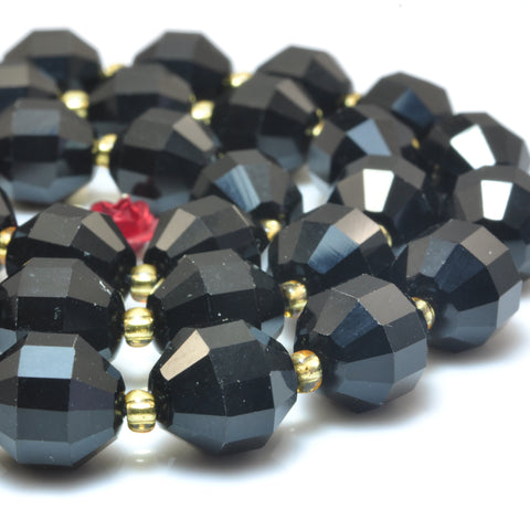 YesBeads Black Onyx faceted double terminated point beads wholesale gemstone jewelry 15"