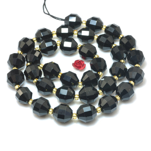YesBeads Black Onyx faceted double terminated point beads wholesale gemstone jewelry 15"