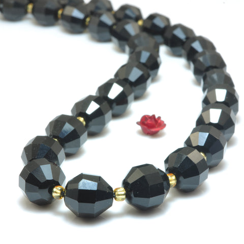 YesBeads Black Onyx faceted double terminated point beads wholesale gemstone jewelry 15"