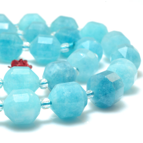 YesBeads Malaysia Jade faceted double terminated point beads blue jade wholesale gemstone jewelry 15"