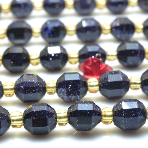 YesBeads Blue Sandstone faceted double terminated point beads goldstone wholesale gemstone jewelry 15"