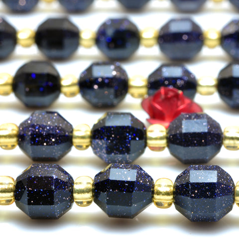 YesBeads Blue Sandstone faceted double terminated point beads goldstone wholesale gemstone jewelry 15"