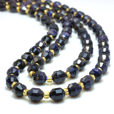 YesBeads Blue Sandstone faceted double terminated point beads goldstone wholesale gemstone jewelry 15"
