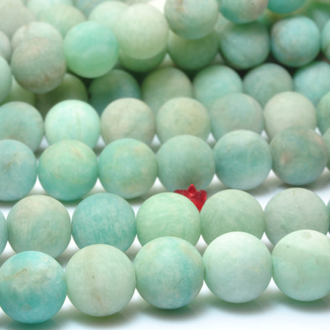 YesBeads Natural Amazonite matte round loose beads wholesale gemstone jewelry 15"