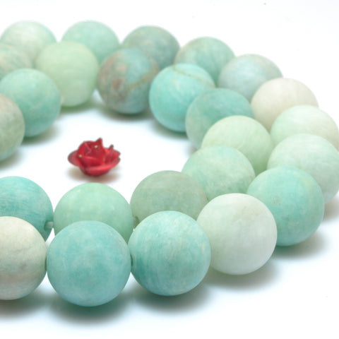 YesBeads Natural Amazonite matte round loose beads wholesale gemstone jewelry 15"