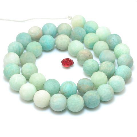 YesBeads Natural Amazonite matte round loose beads wholesale gemstone jewelry 15"