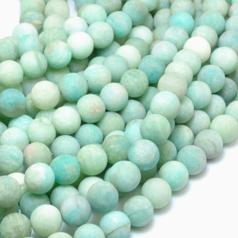 YesBeads Natural Amazonite matte round loose beads wholesale gemstone jewelry 15"