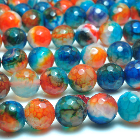 YesBeads Rainbow fire agate faceted round beads wholesale gemstone jewelry