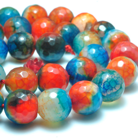YesBeads Rainbow fire agate faceted round beads wholesale gemstone jewelry