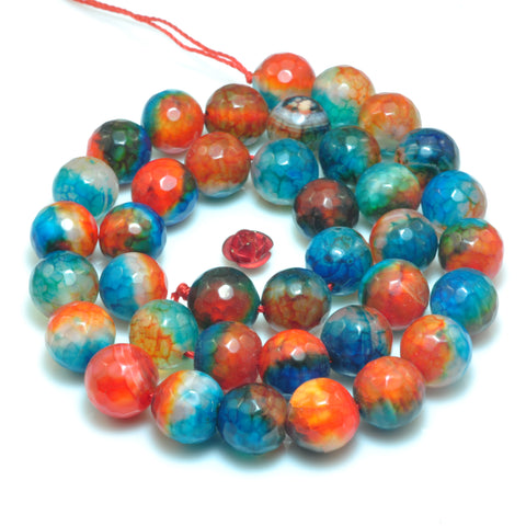 YesBeads Rainbow fire agate faceted round beads wholesale gemstone jewelry