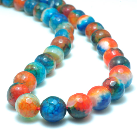 YesBeads Rainbow fire agate faceted round beads wholesale gemstone jewelry