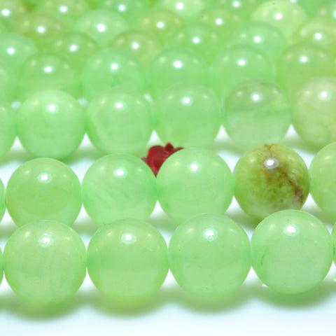 YesBeads Green Agate smooth round loose beads gemstone wholesale jewelry making 15"