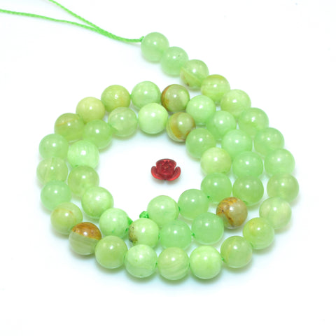 YesBeads Green Agate smooth round loose beads gemstone wholesale jewelry making 15"