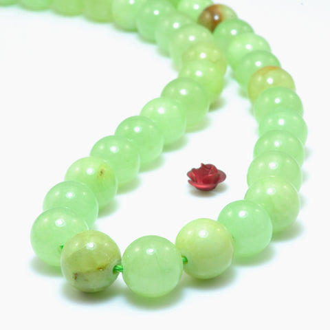 YesBeads Green Agate smooth round loose beads gemstone wholesale jewelry making 15"