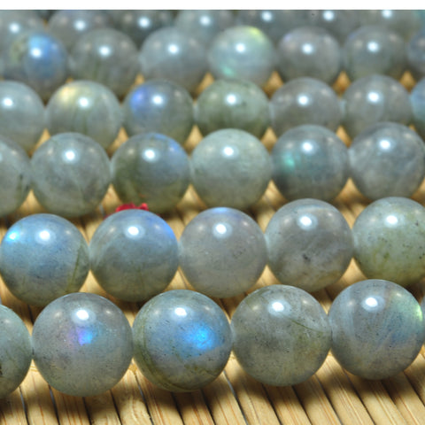 YesBeads Natural labradorite smooth round loose beads wholesale gemstone jewelry making 15"