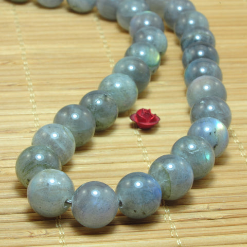 YesBeads Natural labradorite smooth round loose beads wholesale gemstone jewelry making 15"