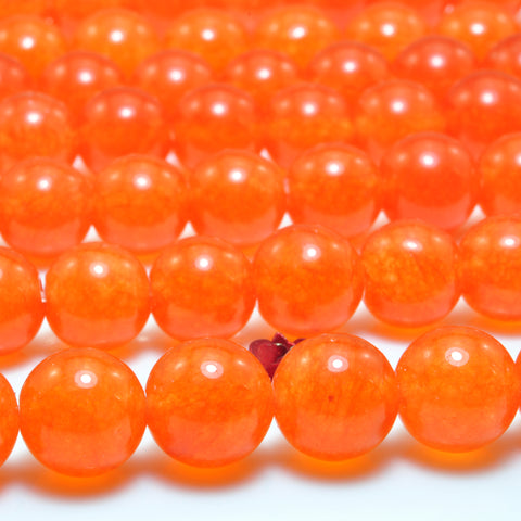 Orange Red Jade smooth round loose beads wholesale gemstone jewelry