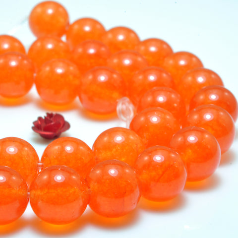 Orange Red Jade smooth round loose beads wholesale gemstone jewelry
