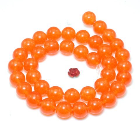 Orange Red Jade smooth round loose beads wholesale gemstone jewelry