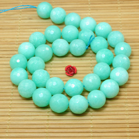 YesBeads Green Jade faceted round loose beads wholesale gemstone jewelry making