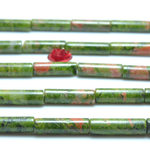 YesBeads Natural Unakite gemstone smooth tube loose beads wholesale jewelry making 15"