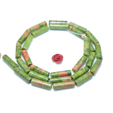 YesBeads Natural Unakite gemstone smooth tube loose beads wholesale jewelry making 15"