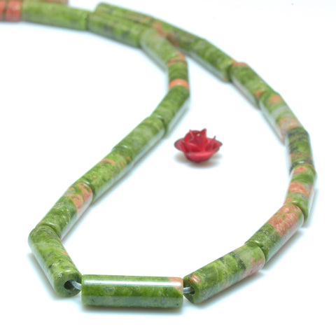YesBeads Natural Unakite gemstone smooth tube loose beads wholesale jewelry making 15"