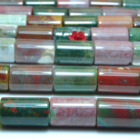 Natural Indian Agate smooth tube loose beads wholesale gemstone jewelry making 15"